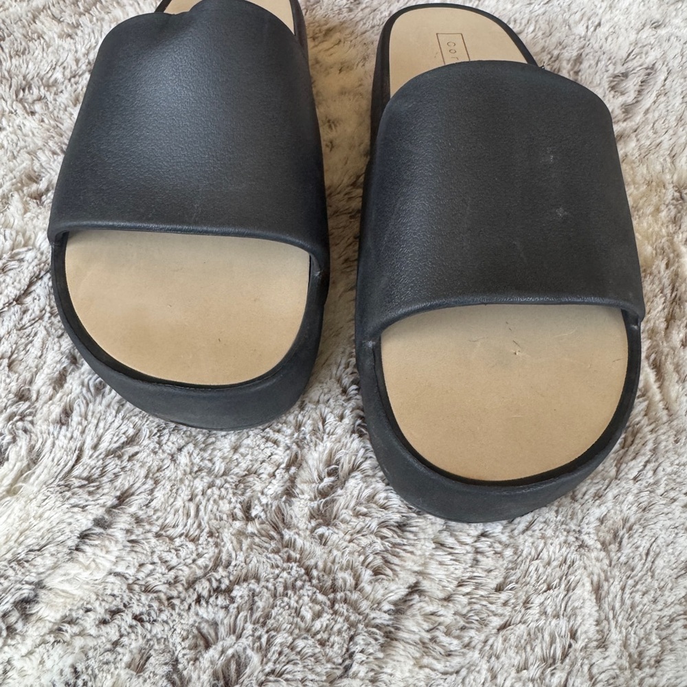 Corkys Black Mules with Comfort Contoured Footbed - Picture 2 of 3